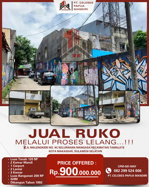 Ruko 2 Lantai di Kota Makassar, Sulawesi Selatan di Kota Makassar