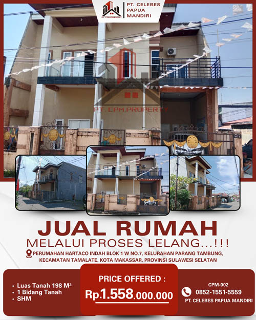 Rumah 2 Lantai di Kota Makassar, Sulawesi Selatan di Kota Makassar