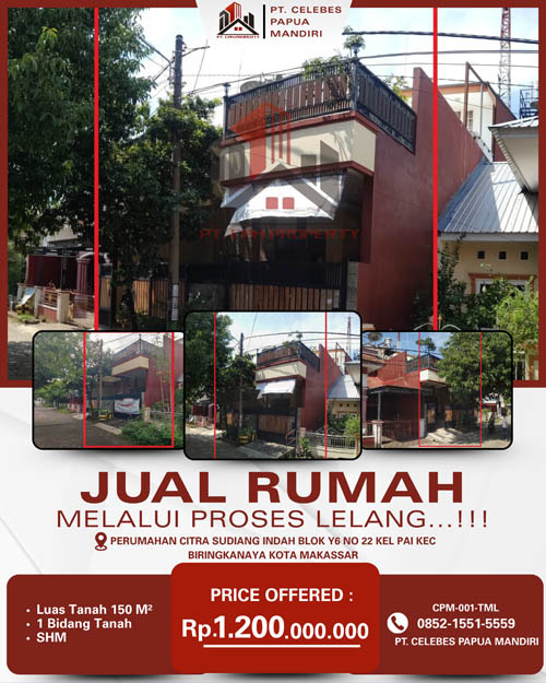Rumah 2 Lantai di Kota Makassar, Sulawesi Selatan di Kota Makassar