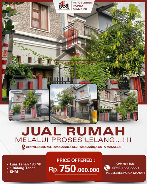 Rumah 2 Lantai di Kota Makassar, Sulawesi Selatan di Kota Makassar