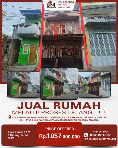 Rumah 2 Lantai di Kota Makassar, Sulawesi Selatan di Kota Makassar