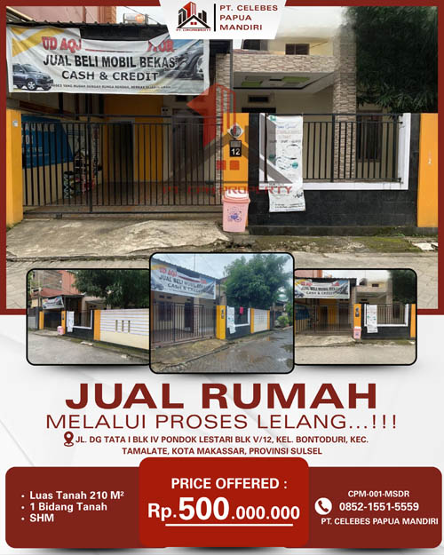 Rumah di Kota Makassar, Sulawesi Selatan di Kota Makassar