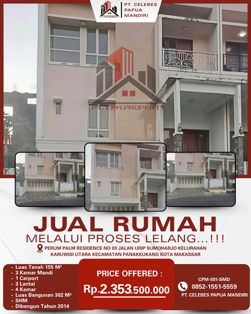 Rumah 3 Lantai di Kota Makassar, Sulawesi Selatan di Kota Makassar