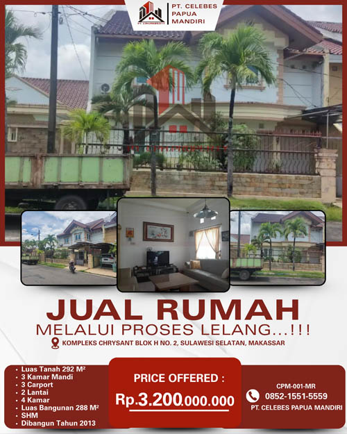 Rumah 2 Lantai di Kota Makassar, Sulawesi Selatan di Kota Makassar
