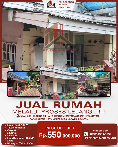 Rumah 2 Lantai di Kota Makassar, Sulawesi Selatan di Kota Makassar