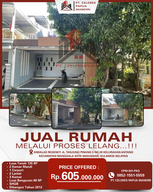 Rumah 2 Lantai Kota Makassar, Sulawesi Selatan di Kota Makassar