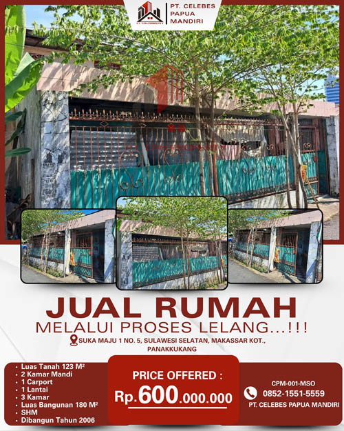 Rumah di Kota Makassar, Sulawesi Selatan di Kota Makassar