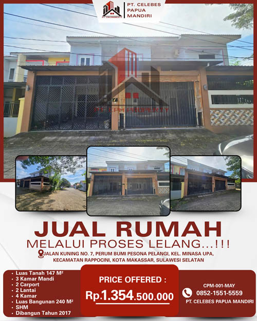 Rumah 2 Lantai di Kota Makassar, Sulawesi Selatan di Kota Makassar