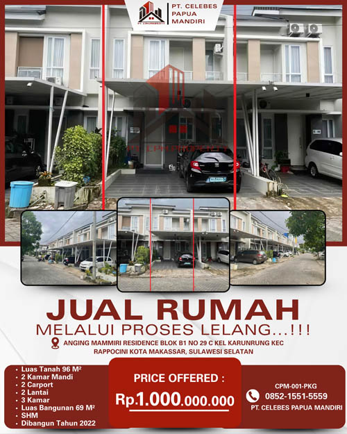 Rumah 2 Lantai di Kota Makassar, Sulawesi Selatan di Kota Makassar