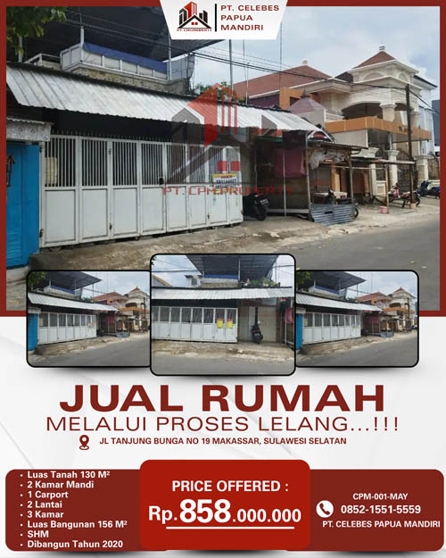 Rumah 2 Lantai di Kota Makassar, Sulawesi Selatan di Kota Makassar